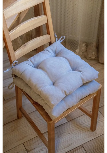 Slavıca Sandalyeye Takılan Bağcıklı Kare Yastık 40x40cm 363124951 Gri