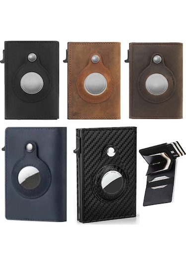 Sones Hırsızlığa Karşı Konumlandırma Cüzdanı Erkek Kart Tutucu Airtag İçin Mini Cüzdanlar Siyah