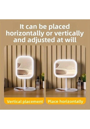 Fochsia Pembe Led Aynalı Makyaj Aynası: Katlanır, Dokunmatik, 3 Işık Modu, Şarj Edilebilir Pembe