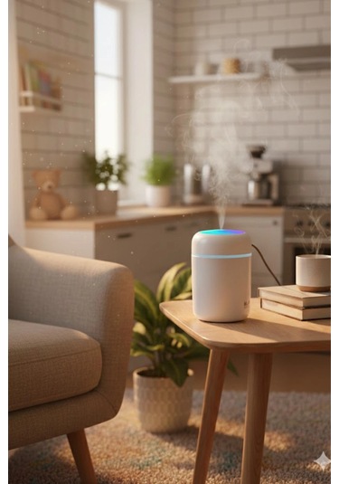 Beyaz H2o Usb Renkli Mini Hava Nemlendirici Led Işıklı 350ml Taşınabilir Oda Ve Ofis Difüzörü