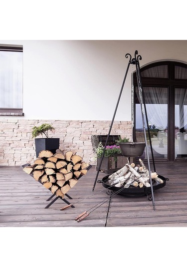 Şömine Kenarı Odunluk Metal Odunluk Odun Kovası