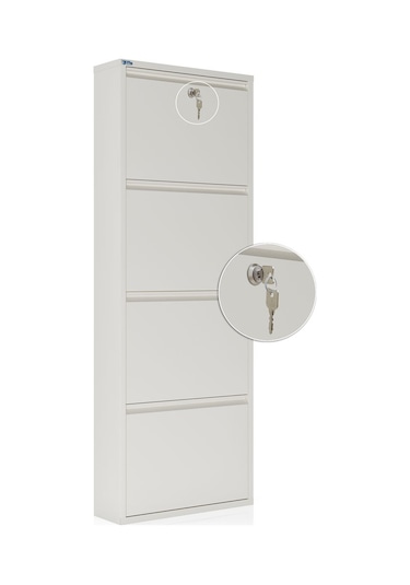 Ceha Kilitli 4'lü Metal Ayakkabılık Beyaz - K.AYK-4 /AB9010/KL