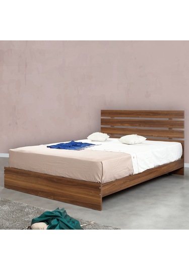 Pasifichome Huga Çift Kişilik Ahşap Karyola Ceviz 180 Cm / Başlıklı Karyola