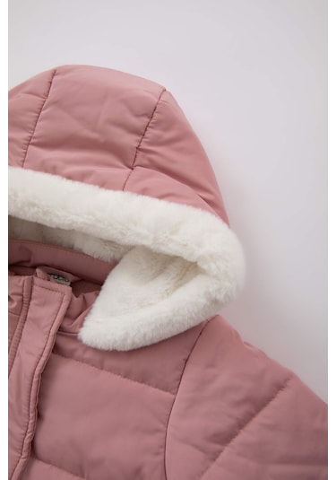 Defacto Kız Bebek Su Geçirmez Polar Astarlı Kapüşonlu Mont Atkı 2'li Takım A2452A523AUBR138 - Bordo