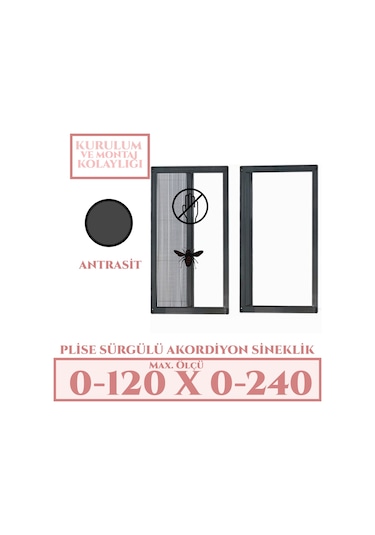 Plise Akordiyon Sineklik En:0-120 X Boy:0-240 Tüm Kapı Çeşitleri