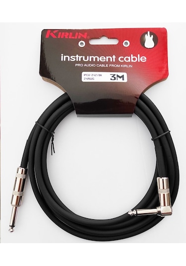 Kirlin Ipcv-242B-3M-Bk Enstrüman Gitar Kablosu L Açılı Kablo
