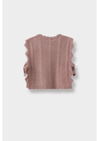 Defacto Kız Bebek Bisiklet Yaka Triko Süveter C8086a525aubr103 Pembe