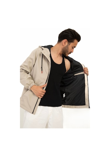 Riverstorm Erkek Taş İçi Astarlı Kanguru Cepli Su Ve Rüzgar Geçirmez Kapüşonlu Cepli Yağmurluk Taş