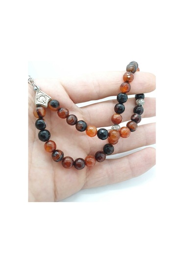 Sertifikalı Madagasgar Akik Doğal Taş Faset Kesim Tesbih 8 Mm