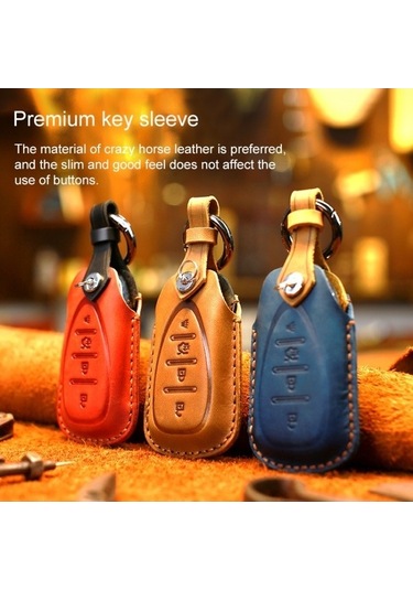 Tongxida Chevrolet Araba Sığır Derisi Anahtar Koruyucu Kılıfı Üç Anahtar İçin Kırmızı