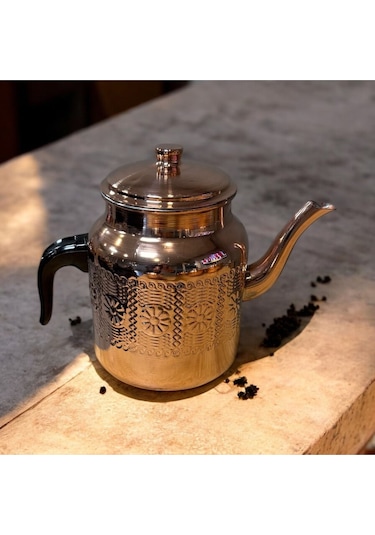 Bakır Çekiç Dövme Kahveci Demlik No:3 Bakır