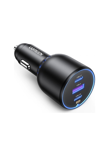 Ugreen 130w Qc Pd Hızlı Araç İçi Şarj Cihazı Çakmaklık Adaptörü 2xusb-c, 1xusb-a, Siyah, 90413