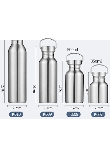 Suntek Paslanmaz Çelik Spor Su Şişesi Bisiklet Yürüyüş 500 ML Gri