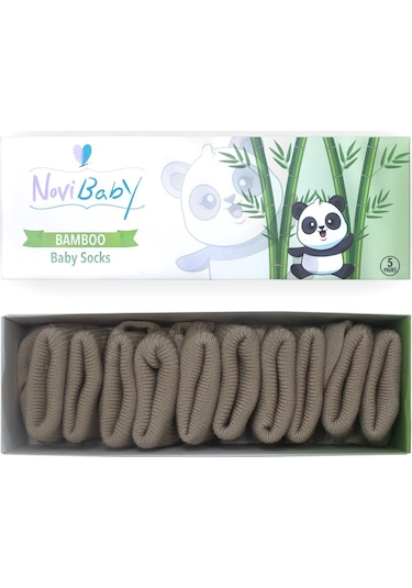 Novibaby 5'li Bambu Yenidoğan Bebek Çorabı I Beige I 0-6 ay "Karışık Renkli"