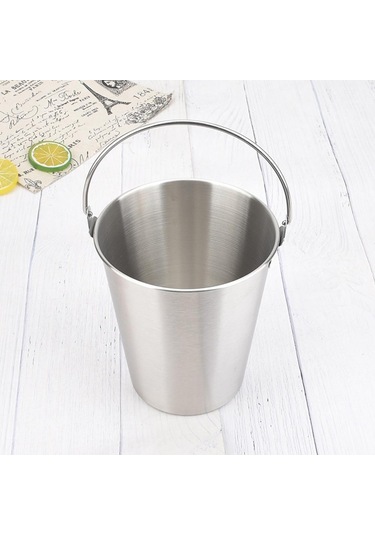 Gümüş Bar Dekor Küçük Kova Buz Kovası Parti Şeker Saklama 1800ml Gümüş