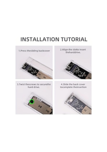 Boatshop1 10gbps M2 Nvme Ngff Plastik Ssd Kasa Sata Pcıe Cift Protokol Usb Tip C Sefaf Disk