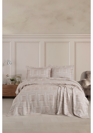 Birhome Concorde Çift Kişilik Yatak Örtüsü Takımı Bej