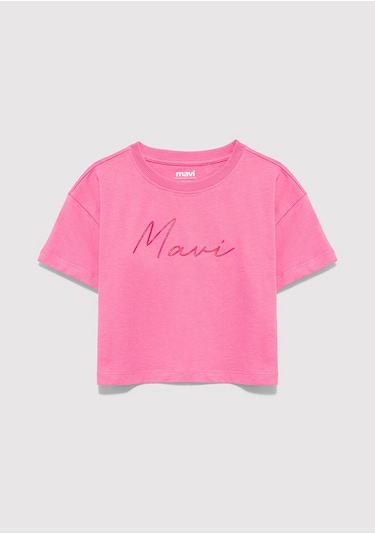 Mavi - Mavi Logo Baskılı Pembe Tişört 7610181-91355 Pembe