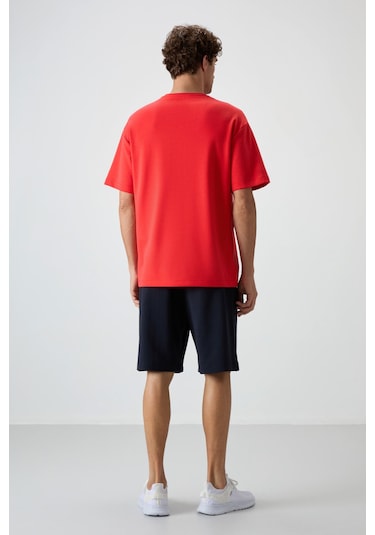 Tommy Life Fiesta - Lacivert Pamuklu Kalın Yumuşak Dokulu Oversize Fit Basic Erkek Şort Takım - 85249 Kırmızı Tommy Life Fiesta - Lacivert Pamuklu Kalın Yumuşak Dokulu Oversize Fit Basic Erkek Şort Takım - 85249 Kırmızı