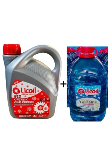 Licoil Organik G12 Kırmızı Antfriz -37c 3 Lt + Oto Cam Suyu 5 Lt