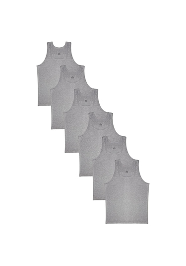 Tezzgelsin Erkek Çocuk Pamuklu Penye 6'lı Atlet Gri