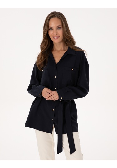 Pierre Cardin Kadın Lacivert Gömlek Desenli 50314120-vr033 Lacivert