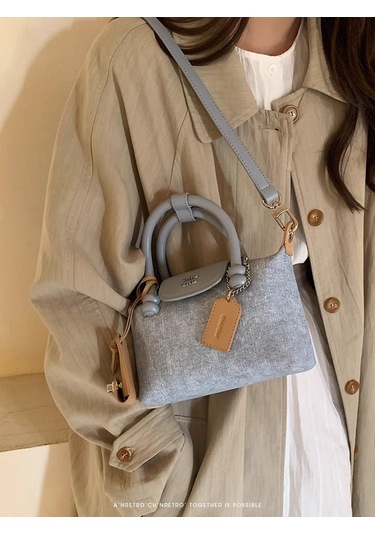 Nanfeng Mini Denim Blue Kadın El Çantası Gri