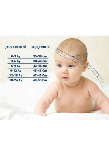 Meri Baby Mavi Geometrik Desenli Poplin Düz Siperli Şapka