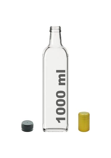 Afracam Maraska Şeffaf 1000 ML Kilitli Kapaklı ve Kapüşonlu Boş Cam Şişe