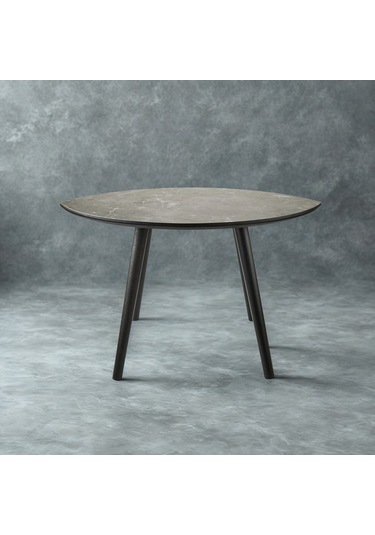 Mermer Desenli Oval Model Sehpa Siyah 70x47x42 Cm Atlantik Çam