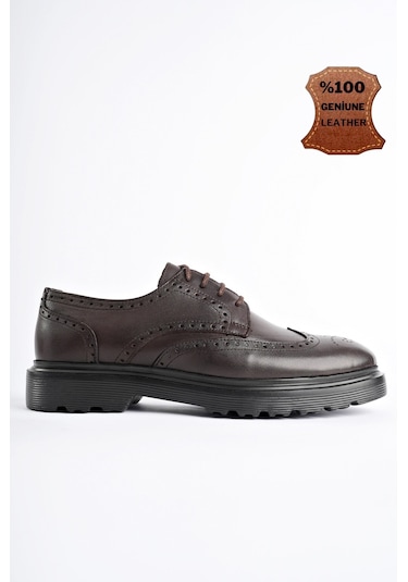 Muggo Andre Garantili Klasik Hakiki Deri Bağcıklı Ortopedik Erkek Casual Ayakkabı Kahverengı Kahverengi