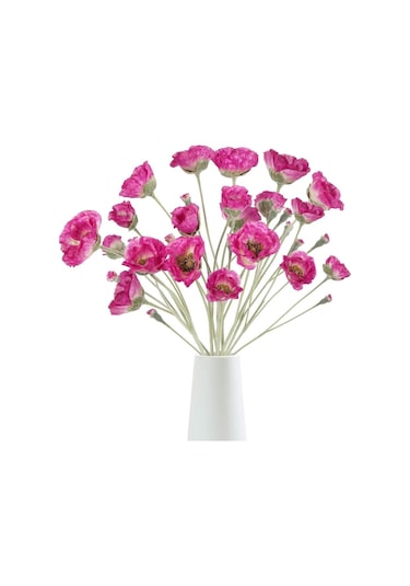 Yapay Çiçek Gelincik Çiçeği Fuşya Renk 3 Çiçek 1 Tomurcuk 59cm