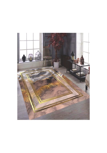 Lastikli Kadife Halı Örtüsü Kahve Kahverengi