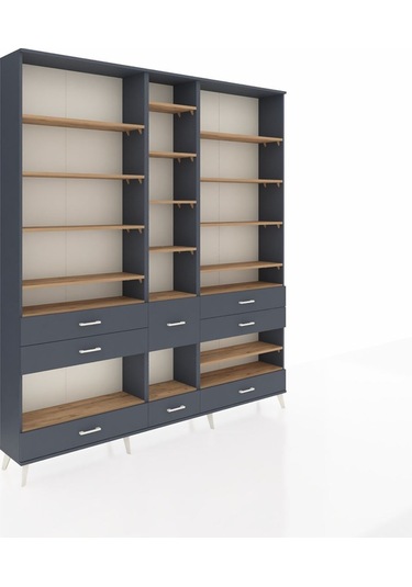 Arges Dolap 19 Raflı 8 Çekmeceli 220x30x243 Antrasit-çam/antrasit Atlas Çam/antrasıt