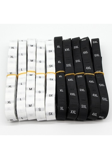 3.2 X 1.2cm Boyut Etiketleri Polyester Kumaş Giyim Etiketi 1 Rulo Yaklaşık 380 Adet , Boyut: Xxxl / 3xl Beyaz