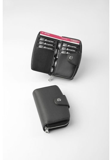 Cengiz Pakel Orta Boy Çıt Çıt Detaylı Kadın Cüzdan/portföy - 65300 - Siyah 65300-siyah