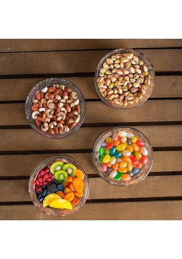 Porsima 4 Lü Kristal Cam Çerezlik Sunumluk Tek Kişilik Salata Kasesi 400 Ml