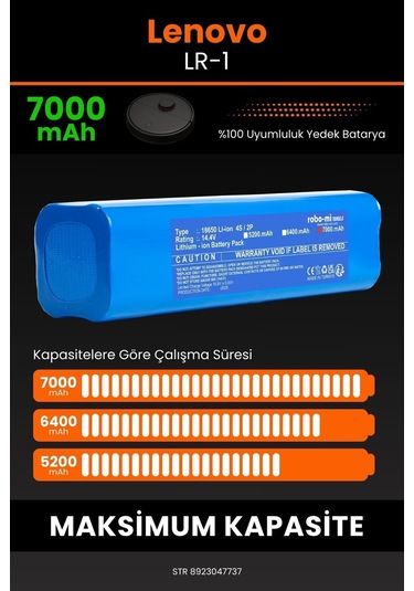 Lenovo Lr1 Uyumlu 7000 Mah Robot Süpürge Bataryası