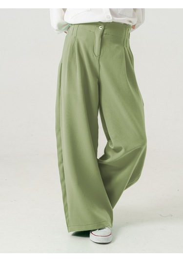 Kız Çocuk Çift Pileli Pantolon 2567 Koyu Yeşil