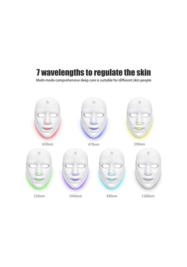 Gajeena 7 Renkli Led Işık Terapili Yüz Ve Boyun Maskesi - Cilt Onarımı Ve Yenileme Çok Renkli
