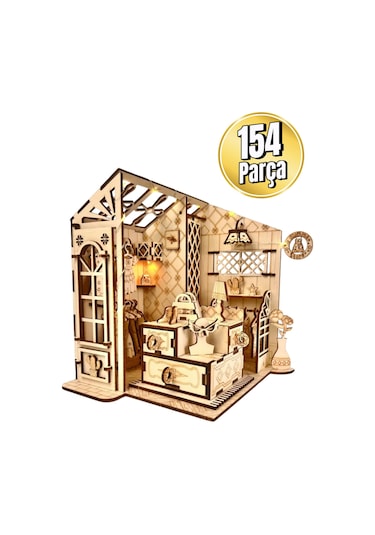 Ahşap Maket Terzi Dükkanı - Peri Led Işıklı Kendin Yap Dıy Dekoratif Kit