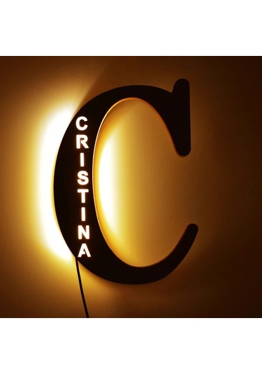 Willowhaven C Zouwıı Kişiselleştirilmiş Led Duvar Gece Lambası Özel İsim Tarih Usb Güçlü Yatak Odası Dekoru Hediye Ahşap