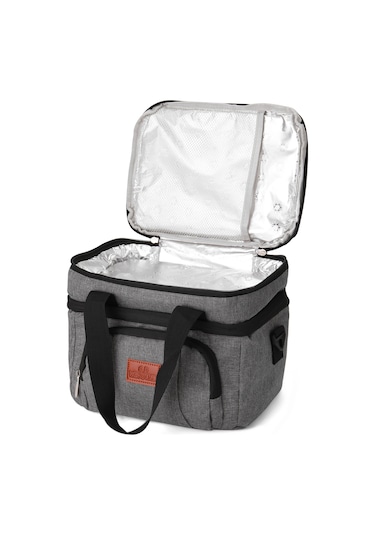 Symbee 8l Isı Saklama Çanta, Dışarı Piknik İçin Taşınabilir, Su Geçirmez, Tek Omuzlu Yemek Çantası B-8040 26x19x21cm Gri