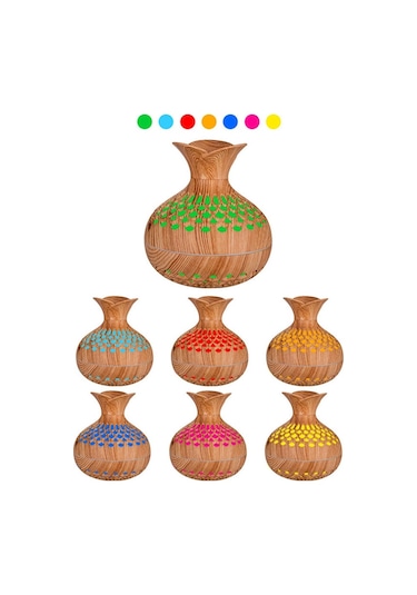 Led Işık Aromaterapi Difüzör Ev Küçük Vazo Sessiz Nemlendirici Aromaterapi Difüzör 2 In 1 Koyu Ahşap