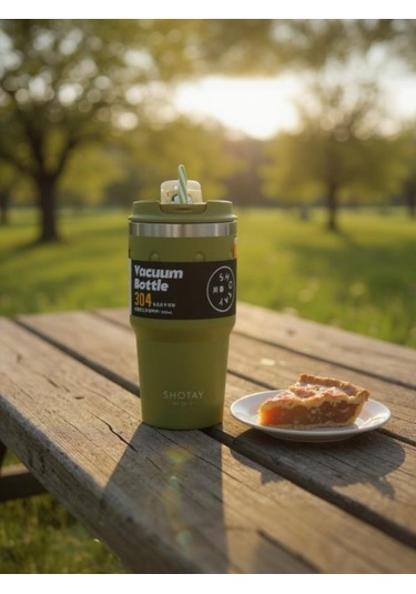 Shotay Termos Mug Matara 650ml Haki Yeşil Renk Yeşil