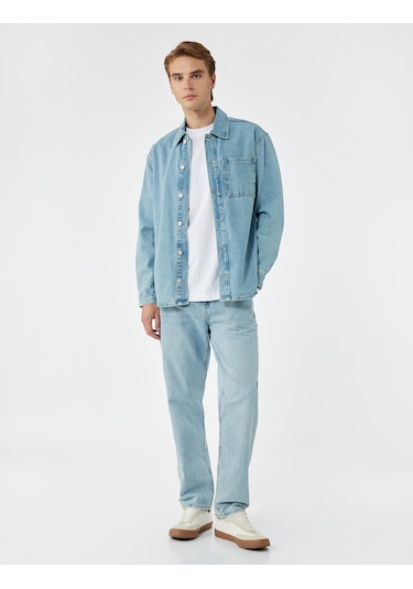 Koton Normal Bel Pamuklu Vintage Straight Fit Jean Pantolon Açık İndigo 6wam40018ıd Açık İndigo