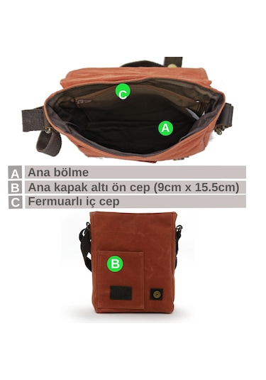 Dark Cotton 7059 Kiremit Suya Dayanıklı Omuz Postacı Çantası Kiremit
