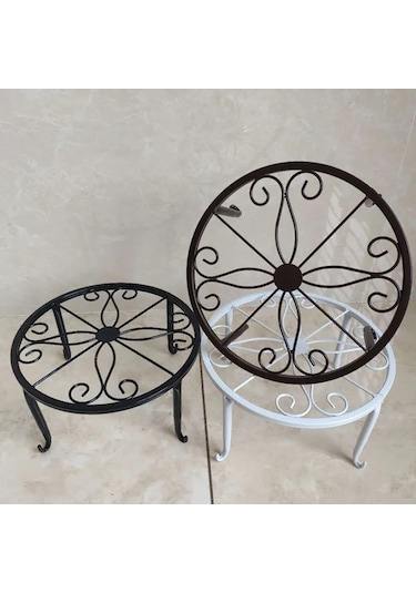 Siyah-avrupa Demir Saksılar Için Standı Metal Saksı Bitki Standı Yuvarlak Paslanmaz Tutucu Bahçe Yetiştiricilerinin Kapalı Açık Ev Dekor