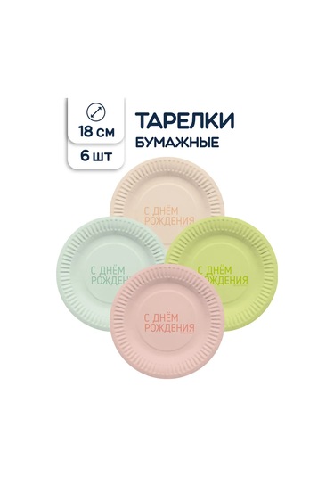 Riota Tek Kullanımlık Pejstli Doğum Günü Tabakları 18 Cm 6 Adet 333441416 8