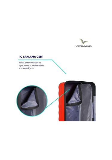 Vegmann Delphin Kırmızı Kabin Boy Valiz Kırmızı